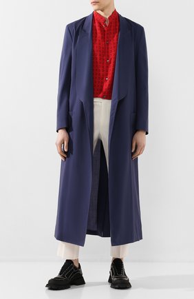 Мужской шерстяное пальто TRIPLE RRR синего цвета по цене 116500 руб., арт. SS20 V019 3014 | Фото 2 Мужской шерстяное пальто TRIPLE RRR синего цвета, арт. SS20 V019 3014 | Фото 2
