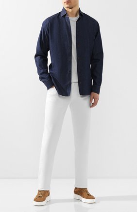 Мужская хлопковая рубашка Z ZEGNA синего цвета по цене 18850 руб., арт. VU225/ZCRF1 | Фото 2 Мужская хлопковая рубашка Z ZEGNA синего цвета, арт. VU225/ZCRF1 | Фото 2 (Длина (для топов): Стандартные; Рукава: Длинные; Материал внешний: Хлопок; Случай: Повседневный; Воротник: Акула; Принт: Однотонные; Мужское Кросс-КТ: Рубашка-одежда; Манжеты: На пуговицах)