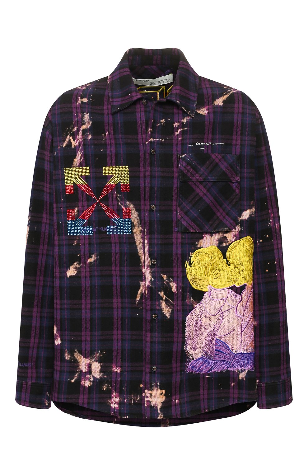 Мужская фиолетовая хлопковая рубашка OFF-WHITE — купить за 99500 руб. в интернет-магазине ЦУМ, арт. 0MGA098S20G710492988
