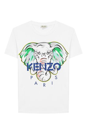 Детская хлопковая футболка KENZO белого цвета по цене 4270 руб., арт. KQ10618 | Фото 1 Детская хлопковая футболка KENZO белого цвета, арт. KQ10618 | Фото 1