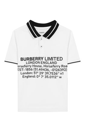 Детское хлопковое поло BURBERRY белого цвета по цене 12100 руб., арт. 8026029 | Фото 1 Детское хлопковое поло BURBERRY белого цвета, арт. 8026029 | Фото 1