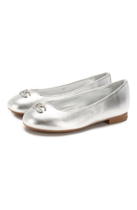 Детские кожаные балетки DOLCE & GABBANA серебряного цвета по цене 16695 руб., арт. D10510/A6C66/24-28 | Фото 1 Детские кожаные балетки DOLCE & GABBANA серебряного цвета, арт. D10510/A6C66/24-28 | Фото 1