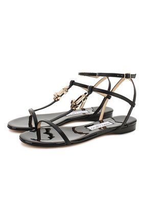 Женские кожаные сандалии alodie JIMMY CHOO черного цвета по цене 39600 руб., арт. AL0DIE FLAT/NPA | Фото 1 Женские кожаные сандалии alodie JIMMY CHOO черного цвета, арт. AL0DIE FLAT/NPA | Фото 1