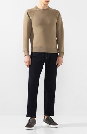 Мужские кожаные кеды ZEGNA COUTURE синего цвета по цене 43600 руб., арт. A4447X-LHACE | Фото 2 Мужские кожаные кеды ZEGNA COUTURE синего цвета, арт. A4447X-LHACE | Фото 2