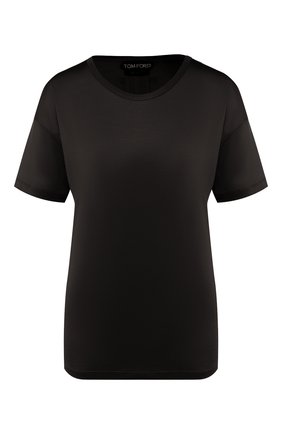Женская шелковая футболка TOM FORD черного цвета по цене 69950 руб., арт. TSJ383-FAX025 | Фото 1 Женская шелковая футболка TOM FORD черного цвета, арт. TSJ383-FAX025 | Фото 1
