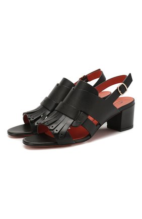 Женские кожаные босоножки SANTONI черного цвета по цене 41600 руб., арт. WHTH58621HI2CGLYN01 | Фото 1 Женские кожаные босоножки SANTONI черного цвета, арт. WHTH58621HI2CGLYN01 | Фото 1