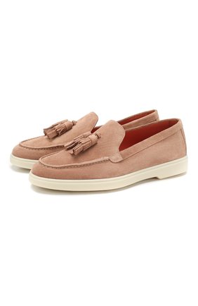 Женские замшевые лоферы SANTONI бежевого цвета по цене 31850 руб., арт. WUYA58744TISCPYLP45 | Фото 1 Женские замшевые лоферы SANTONI бежевого цвета, арт. WUYA58744TISCPYLP45 | Фото 1