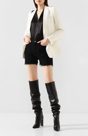 Женские кожаные ботфорты 76 SAINT LAURENT черного цвета по цене 127500 руб., арт. 620182/1F200 | Фото 2 Женские кожаные ботфорты 76 SAINT LAURENT черного цвета, арт. 620182/1F200 | Фото 2