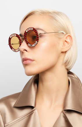 Женские солнцезащитные очки GUCCI красного цвета по цене 38700 руб., арт. GG0113 007 | Фото 2 Женские солнцезащитные очки GUCCI красного цвета, арт. GG0113 007 | Фото 2