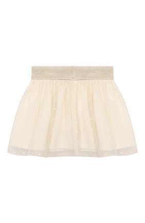 Детская хлопковая юбка ALETTA бежевого цвета, арт. RW00256/1M-2A | Фото 2 (Материал внешний: Хлопок)