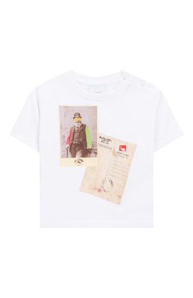 Детский хлопковая футболка BURBERRY белого цвета по цене 9630 руб., арт. 8026679 | Фото 1 Детский хлопковая футболка BURBERRY белого цвета, арт. 8026679 | Фото 1 (Материал внешний: Хлопок; Рукава: Короткие; Ростовка одежда: 12 мес | 80 см, 18 мес | 86 см, 3 года | 98 см, 24 мес | 92 см)