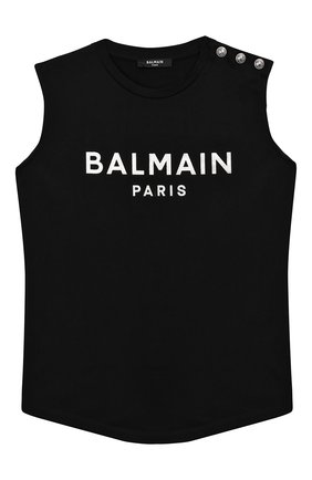 Детская хлопковая майка BALMAIN черного цвета по цене 13150 руб., арт. 6M8042/MX030/12-16 | Фото 1 Детская хлопковая майка BALMAIN черного цвета, арт. 6M8042/MX030/12-16 | Фото 1