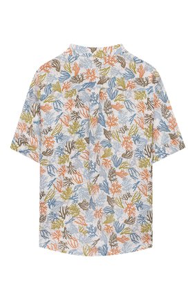 Детская льняная рубашка LORO PIANA разноцветного цвета по цене 29950 руб., арт. FAI9683 | Фото 2 Детская льняная рубашка LORO PIANA разноцветного цвета, арт. FAI9683 | Фото 2 (Материал внешний: Лен; Случай: Повседневный; Рукава: Короткие; Ростовка одежда: 12 лет | 152 см, 2 года | 92 см, 4 года | 104 см, 6 лет | 116 см)