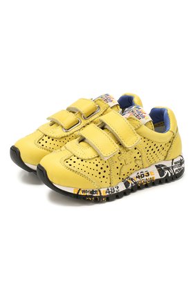 Детские замшевые кроссовки PREMIATA WILL BE желтого цвета, арт. LUCY V/1432/T0D | Фото 1 (Материал внутренний: Натуральная кожа; Кросс-КТ: велькро; Материал внешний: Кожа; Стили: Гранж)