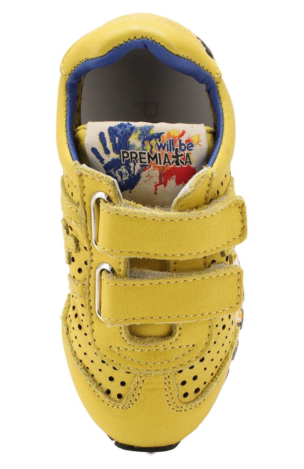 Детские замшевые кроссовки PREMIATA WILL BE желтого цвета, арт. LUCY V/1432/T0D | Фото 4 (Материал внешний: Кожа; Материал внутренний: Натуральная кожа; Стили: Гранж; Кросс-КТ: велькро)