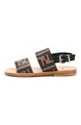 Детские кожаные босоножки FENDI коричневого цвета по цене 47200 руб., арт. JMR323/A8CI/27-31 | Фото 2 Детские кожаные босоножки FENDI коричневого цвета, арт. JMR323/A8CI/27-31 | Фото 2 (Материал внутренний: Натуральная кожа; Материал внешний: Кожа)