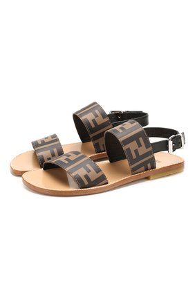 Детские кожаные босоножки FENDI коричневого цвета по цене 24700 руб., арт. JMR323/A8CI/32-39 | Фото 1 Детские кожаные босоножки FENDI коричневого цвета, арт. JMR323/A8CI/32-39 | Фото 1