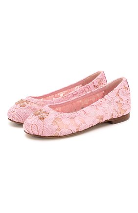 Детские балетки DOLCE & GABBANA розового цвета по цене 28500 руб., арт. D10430/AJ652/24-28 | Фото 1 Детские балетки DOLCE & GABBANA розового цвета, арт. D10430/AJ652/24-28 | Фото 1