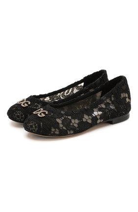 Детские балетки DOLCE & GABBANA черного цвета по цене 23350 руб., арт. D10430/AJ652/24-28 | Фото 1 Детские балетки DOLCE & GABBANA черного цвета, арт. D10430/AJ652/24-28 | Фото 1
