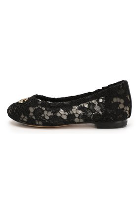 Детские балетки DOLCE & GABBANA черного цвета по цене 23350 руб., арт. D10430/AJ652/24-28 | Фото 2 Детские балетки DOLCE & GABBANA черного цвета, арт. D10430/AJ652/24-28 | Фото 2