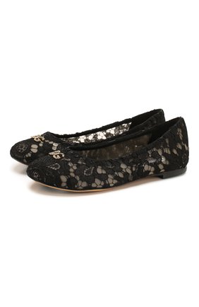 Детские балетки DOLCE & GABBANA черного цвета по цене 26145 руб., арт. D10430/AJ652/37-39 | Фото 1 Детские балетки DOLCE & GABBANA черного цвета, арт. D10430/AJ652/37-39 | Фото 1