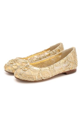 Детские балетки DOLCE & GABBANA золотого цвета по цене 28500 руб., арт. D10430/AJ653/24-28 | Фото 1 Детские балетки DOLCE & GABBANA золотого цвета, арт. D10430/AJ653/24-28 | Фото 1