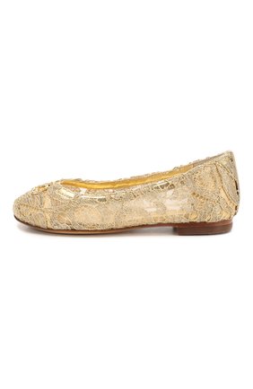 Детские балетки DOLCE & GABBANA золотого цвета по цене 28500 руб., арт. D10430/AJ653/24-28 | Фото 2 Детские балетки DOLCE & GABBANA золотого цвета, арт. D10430/AJ653/24-28 | Фото 2