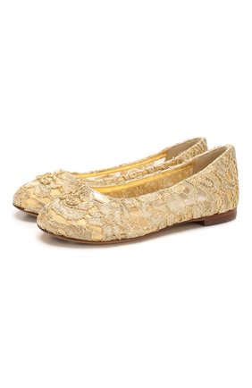 Детские балетки DOLCE & GABBANA золотого цвета по цене 30900 руб., арт. D10430/AJ653/29-36 | Фото 1 Детские балетки DOLCE & GABBANA золотого цвета, арт. D10430/AJ653/29-36 | Фото 1