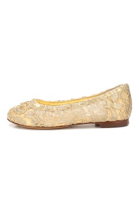 Детские балетки DOLCE & GABBANA золотого цвета по цене 30900 руб., арт. D10430/AJ653/29-36 | Фото 2 Детские балетки DOLCE & GABBANA золотого цвета, арт. D10430/AJ653/29-36 | Фото 2