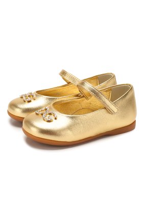 Детские кожаные балетки DOLCE & GABBANA золотого цвета по цене 19950 руб., арт. D20057/A6C66/19-28 | Фото 1 Детские кожаные балетки DOLCE & GABBANA золотого цвета, арт. D20057/A6C66/19-28 | Фото 1