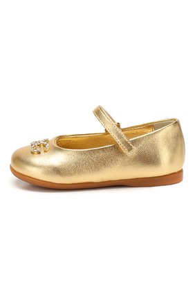 Детские кожаные балетки DOLCE & GABBANA золотого цвета по цене 19950 руб., арт. D20057/A6C66/19-28 | Фото 2 Детские кожаные балетки DOLCE & GABBANA золотого цвета, арт. D20057/A6C66/19-28 | Фото 2