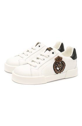 Детские кожаные кеды DOLCE & GABBANA белого цвета по цене 21800 руб., арт. DA0702/AJ822/24-28 | Фото 1 Детские кожаные кеды DOLCE & GABBANA белого цвета, арт. DA0702/AJ822/24-28 | Фото 1