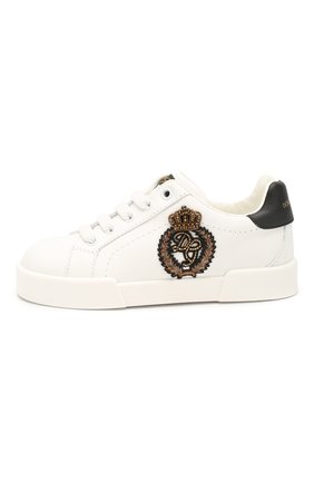 Детские кожаные кеды DOLCE & GABBANA белого цвета по цене 21800 руб., арт. DA0702/AJ822/24-28 | Фото 2 Детские кожаные кеды DOLCE & GABBANA белого цвета, арт. DA0702/AJ822/24-28 | Фото 2