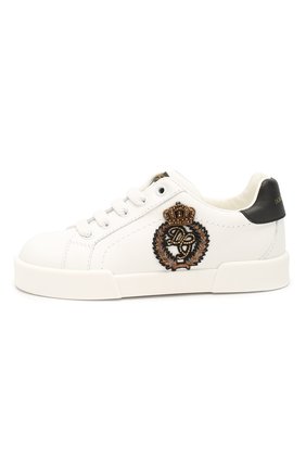 Детские кожаные кеды DOLCE & GABBANA белого цвета по цене 24350 руб., арт. DA0702/AJ822/29-36 | Фото 2 Детские кожаные кеды DOLCE & GABBANA белого цвета, арт. DA0702/AJ822/29-36 | Фото 2