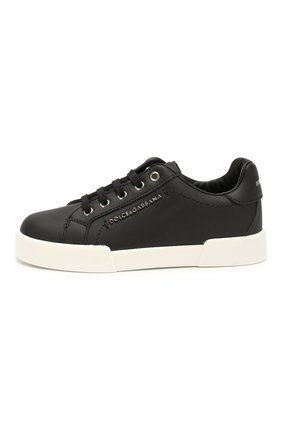 Детские кожаные кеды DOLCE & GABBANA черного цвета по цене 17800 руб., арт. DA0724/A3444/24-28 | Фото 2 Детские кожаные кеды DOLCE & GABBANA черного цвета, арт. DA0724/A3444/24-28 | Фото 2