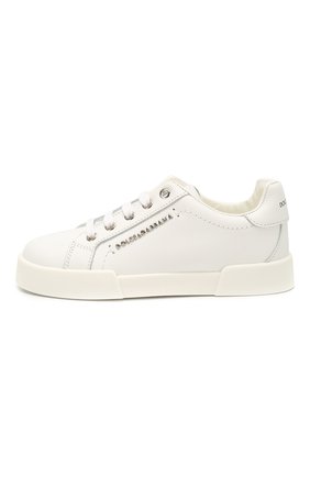 Детские кожаные кеды DOLCE & GABBANA белого цвета по цене 19400 руб., арт. DA0724/A3444/29-36 | Фото 2 Детские кожаные кеды DOLCE & GABBANA белого цвета, арт. DA0724/A3444/29-36 | Фото 2