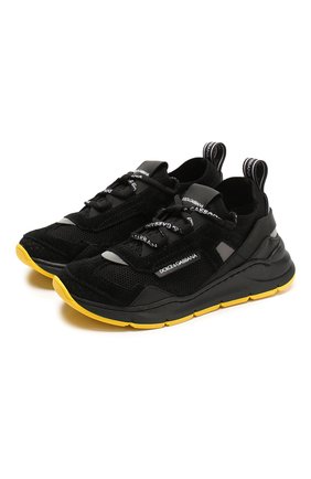 Детские кроссовки DOLCE & GABBANA черного цвета по цене 29150 руб., арт. DA0904/AX036/24-28 | Фото 1 Детские кроссовки DOLCE & GABBANA черного цвета, арт. DA0904/AX036/24-28 | Фото 1