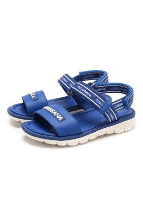 Детские кожаные сандалии DOLCE & GABBANA синего цвета по цене 14600 руб., арт. DN0139/AX183/19-28 | Фото 1 Детские кожаные сандалии DOLCE & GABBANA синего цвета, арт. DN0139/AX183/19-28 | Фото 1