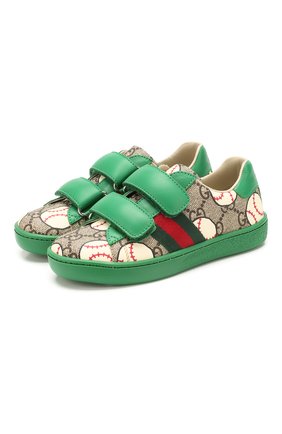 Детские кеды GUCCI зеленого цвета по цене 23150 руб., арт. 463090/HYB20 | Фото 1 Детские кеды GUCCI зеленого цвета, арт. 463090/HYB20 | Фото 1