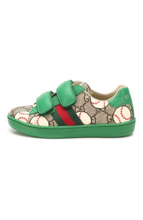 Детские кеды GUCCI зеленого цвета по цене 23150 руб., арт. 463090/HYB20 | Фото 2 Детские кеды GUCCI зеленого цвета, арт. 463090/HYB20 | Фото 2