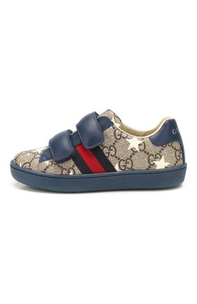 Детские кеды GUCCI синего цвета по цене 23150 руб., арт. 463090/HYY30 | Фото 2 Детские кеды GUCCI синего цвета, арт. 463090/HYY30 | Фото 2