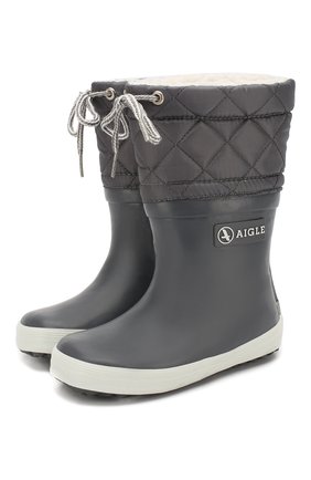 Детские резиновые сапоги AIGLE серого цвета по цене 3665 руб., арт. 2453C2/GIB0ULEE | Фото 1 Детские резиновые сапоги AIGLE серого цвета, арт. 2453C2/GIB0ULEE | Фото 1