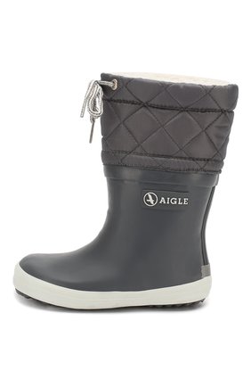 Детские резиновые сапоги AIGLE серого цвета по цене 3665 руб., арт. 2453C2/GIB0ULEE | Фото 2 Детские резиновые сапоги AIGLE серого цвета, арт. 2453C2/GIB0ULEE | Фото 2