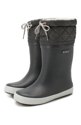 Детские резиновые сапоги AIGLE серого цвета по цене 3995 руб., арт. 2453C4/GIB0ULEE | Фото 1 Детские резиновые сапоги AIGLE серого цвета, арт. 2453C4/GIB0ULEE | Фото 1