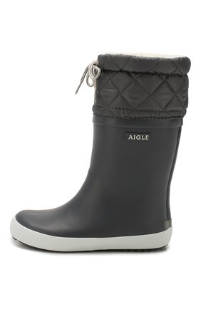Детские резиновые сапоги AIGLE серого цвета по цене 3995 руб., арт. 2453C4/GIB0ULEE | Фото 2 Детские резиновые сапоги AIGLE серого цвета, арт. 2453C4/GIB0ULEE | Фото 2