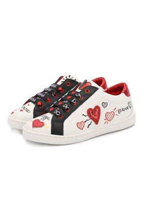 Детские кожаные кеды DOLCE & GABBANA белого цвета по цене 33700 руб., арт. D10689/AV526/29-36 | Фото 1 Детские кожаные кеды DOLCE & GABBANA белого цвета, арт. D10689/AV526/29-36 | Фото 1