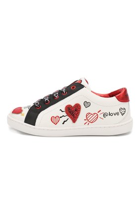 Детские кожаные кеды DOLCE & GABBANA белого цвета по цене 33700 руб., арт. D10689/AV526/29-36 | Фото 2 Детские кожаные кеды DOLCE & GABBANA белого цвета, арт. D10689/AV526/29-36 | Фото 2