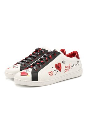 Детские кожаные кеды DOLCE & GABBANA белого цвета по цене 31850 руб., арт. D10689/AV526/37-39 | Фото 1 Детские кожаные кеды DOLCE & GABBANA белого цвета, арт. D10689/AV526/37-39 | Фото 1