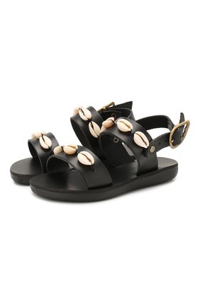 Детские кожаные босоножки ANCIENT GREEK SANDALS черного цвета по цене 13100 руб., арт. LITTLE CLI0 SHELLS/BLACK | Фото 1 Детские кожаные босоножки ANCIENT GREEK SANDALS черного цвета, арт. LITTLE CLI0 SHELLS/BLACK | Фото 1 (Материал внутренний: Натуральная кожа; Материал внешний: Кожа)