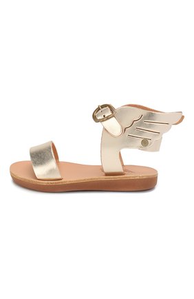 Детские кожаные босоножки ANCIENT GREEK SANDALS золотого цвета по цене 9600 руб., арт. LITTLE IKARIA S0FT/PLATINUM | Фото 2 Детские кожаные босоножки ANCIENT GREEK SANDALS золотого цвета, арт. LITTLE IKARIA S0FT/PLATINUM | Фото 2